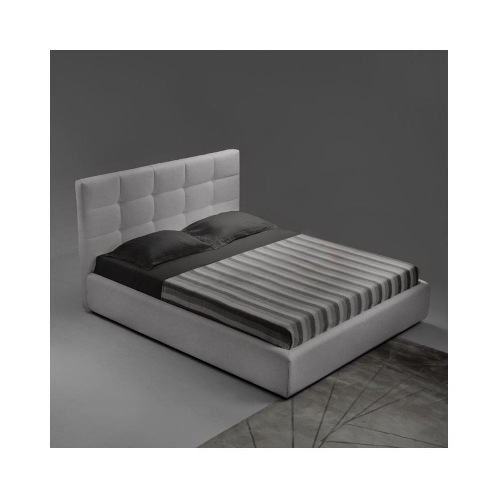 Letto matrimoniale con contenitore Napoli tessuto colore grigio