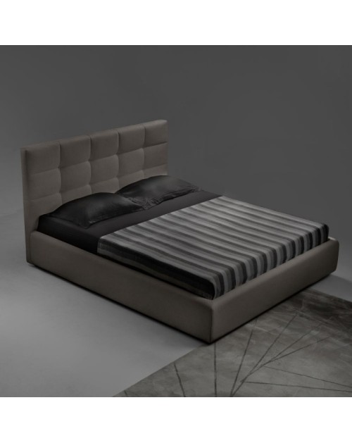 Letto matrimoniale con contenitore Napoli tessuto colore tortora
