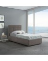 Letto singolo con contenitore Napoli tessuto colore tortora