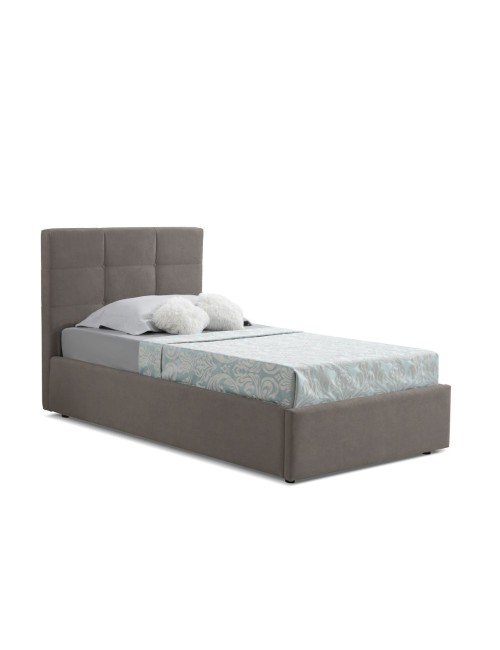 Letto singolo con contenitore Napoli tessuto colore tortora