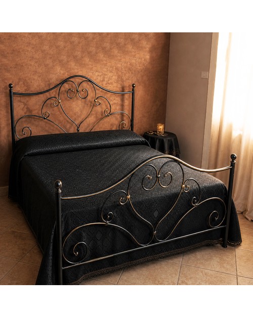 Letto una piazza e mezza ferro battuto Papavero colore nero oro
