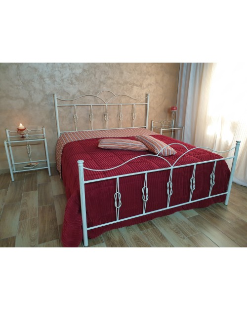 Letto matrimoniale ferro battuto Primula colore bianco oro