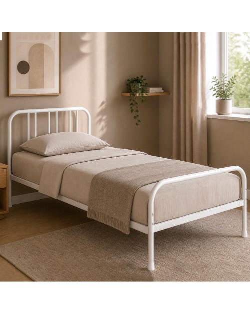 Letto singolo in metallo Genoa colore bianco