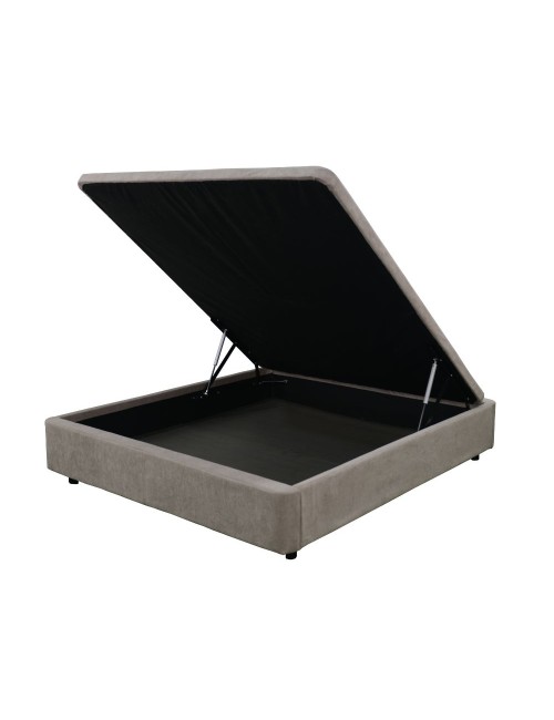 Letto matrimoniale Sommier con contenitore in tessuto taupe 162x192x39H – Praticità compatta