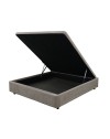Letto matrimoniale Sommier con contenitore in tessuto taupe 162x192x39H – Praticità compatta