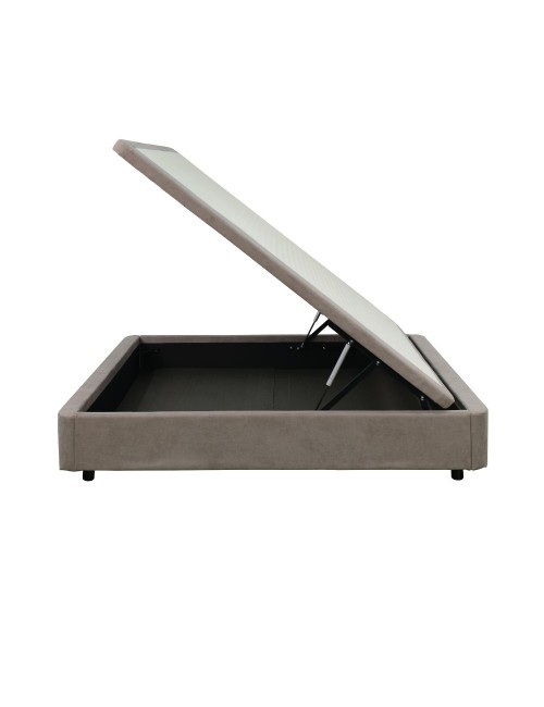 Letto matrimoniale Sommier con contenitore in tessuto taupe 162x192x39H – Praticità compatta