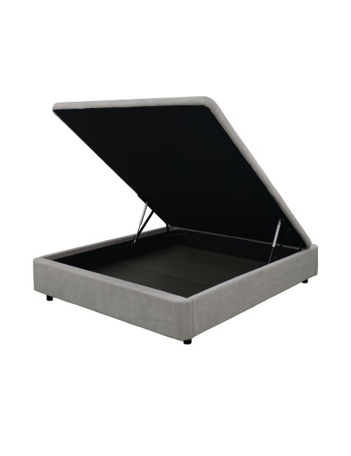 Letto matrimoniale Sommier con contenitore in tessuto grigio 162x192x39H – Praticità compatta