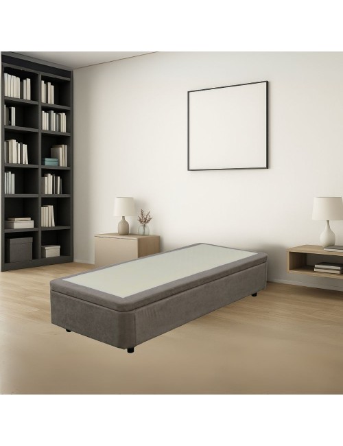 Letto singolo Sommier con contenitore in tessuto taupe 82x192x39H – Praticità compatta