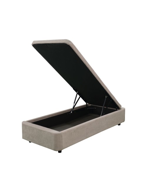 Letto singolo Sommier con contenitore in tessuto taupe 82x192x39H – Praticità compatta