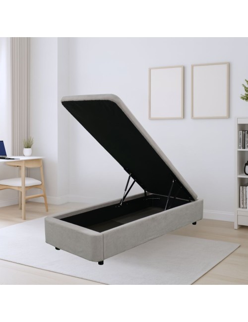 Letto singolo Sommier con contenitore in tessuto grigio 82x192x39H – Praticità compatta