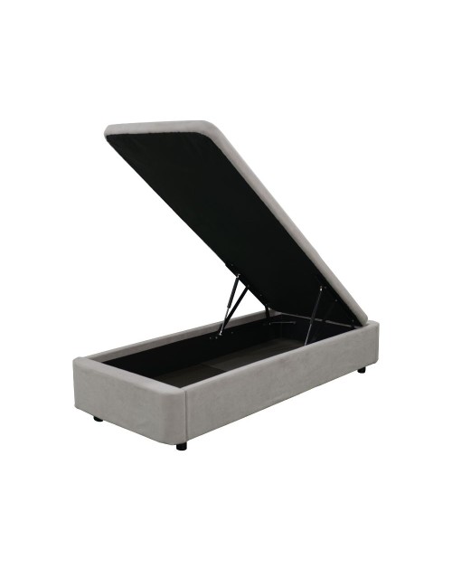 Letto singolo Sommier con contenitore in tessuto grigio 82x192x39H – Praticità compatta