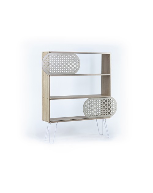 Libreria 3 ripiani Illia 94x25x117 MT190511 colore noce e gambe nere