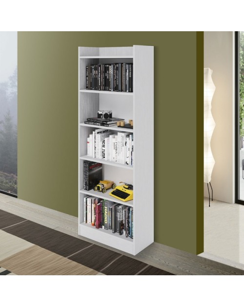 Libreria 5 ripiani Alessia colore bianco frassinato