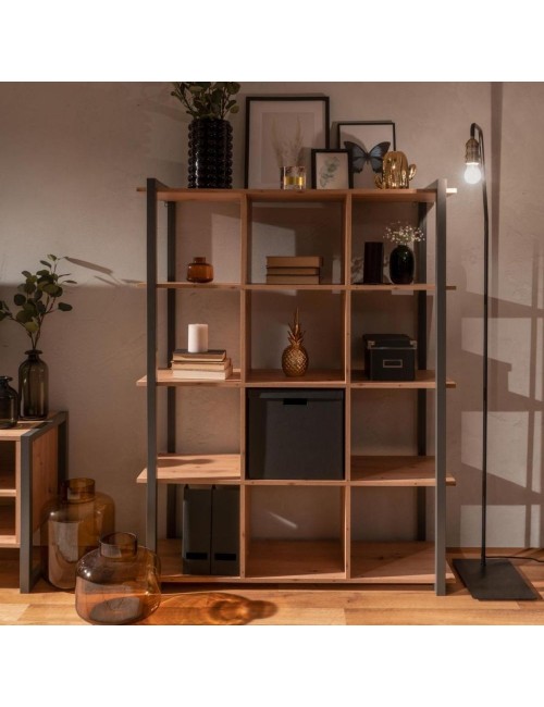 Libreria Rovere Quercia a Cubi con Profili Antracite Denver31