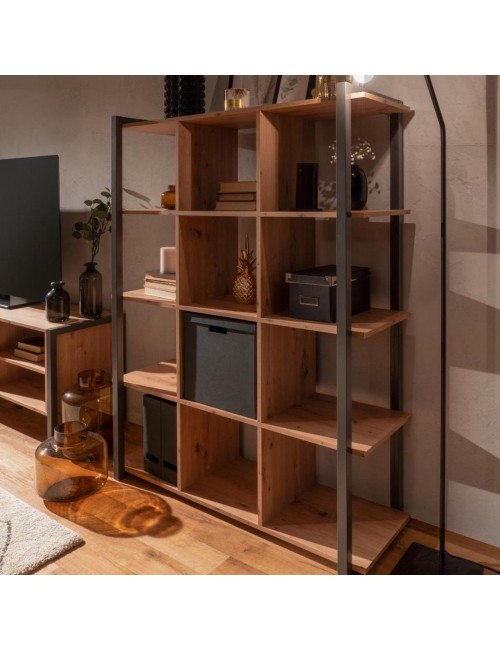 Libreria Rovere Quercia a Cubi con Profili Antracite Denver31