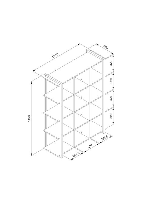 Libreria Rovere Quercia a Cubi con Profili Antracite Denver31
