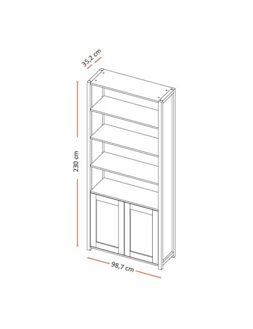 Libreria Miraflor con 2 ante e 4 vani a giorno colore bianco 98.7x35.2x230H
