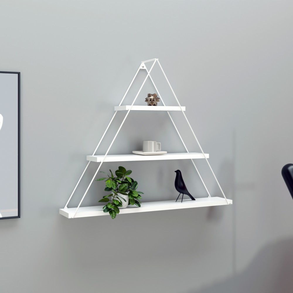 Mensola triangolare 3 ripiani Moset MT191006 colore bianco
