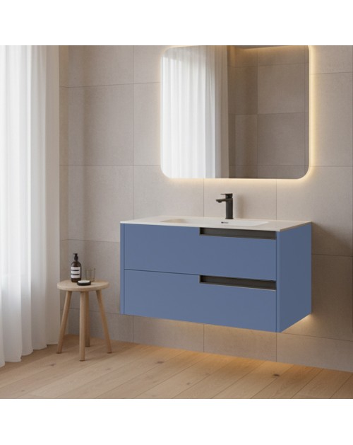Mobile bagno sospeso Modular colore azzurro con cassetti 80x45x50H