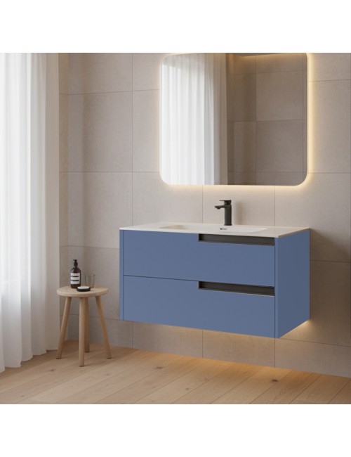 Mobile bagno sospeso Modular colore azzurro con cassetti 80x45x50H