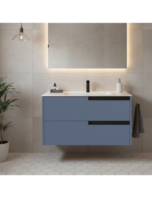 Mobile bagno sospeso Modular colore azzurro con cassetti 80x45x50H