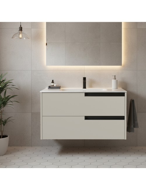 Mobile bagno sospeso Modular colore cashmere con cassetti 80x45x50H
