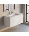 Mobile bagno sospeso Soho colore bianco opaco con cassetti effetto cannettato 100x45x50H