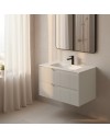 Mobile bagno sospeso Soho colore cashmere opaco con cassetti effetto cannettato 80x45x50H