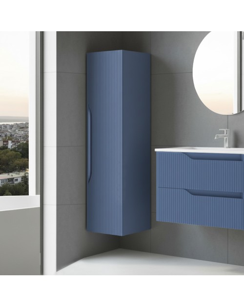 Colonna bagno sospesa Soho colore azzurro opaco effetto cannettato 35x30x120H