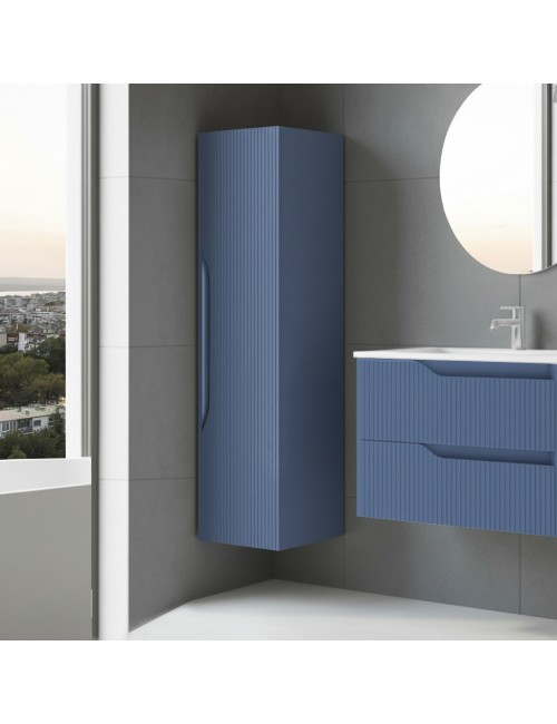 Colonna bagno sospesa Soho colore azzurro opaco effetto cannettato 35x30x120H