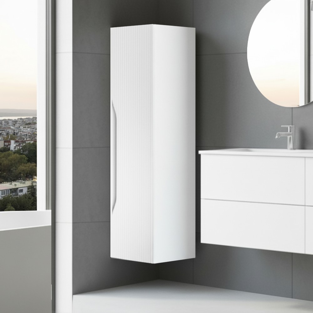 Colonna bagno sospesa Soho colore bianco opaco effetto cannettato 35x30x120H