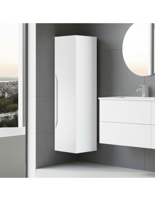 Colonna bagno sospesa Soho colore bianco opaco effetto cannettato 35x30x120H