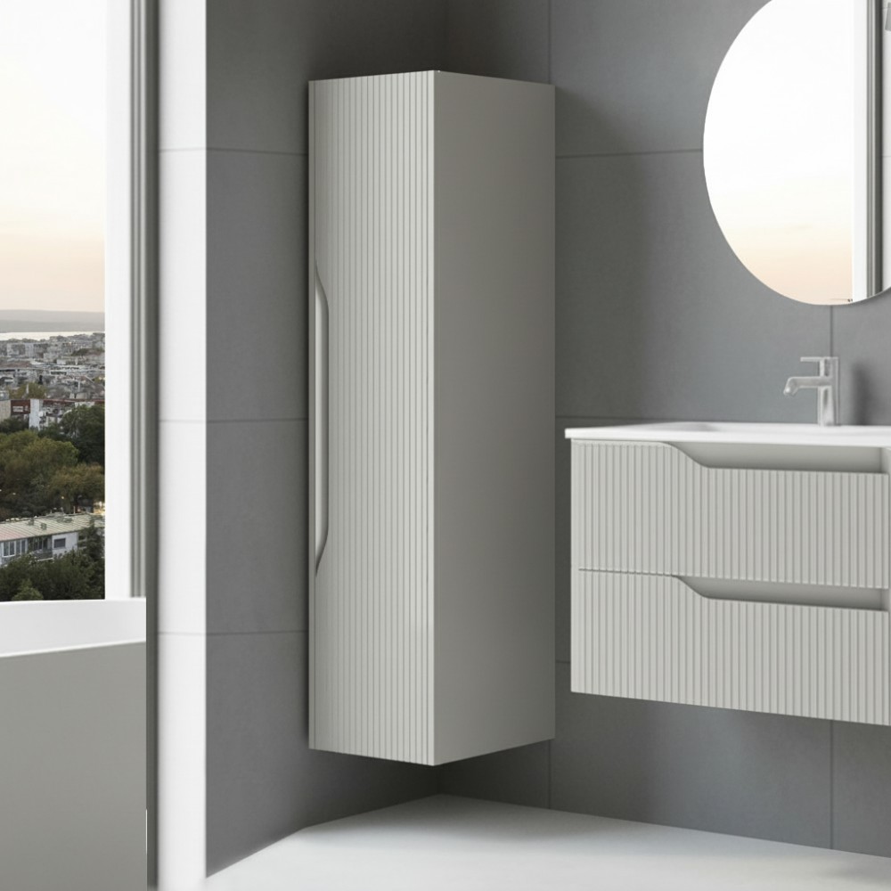 Colonna bagno sospesa Soho colore cashmere opaco effetto cannettato 35x30x120H