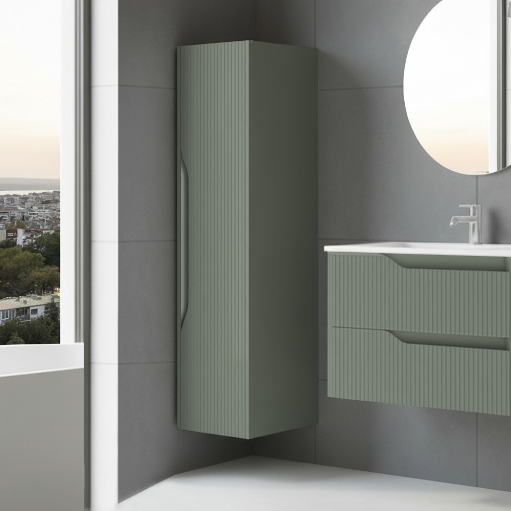 Colonna bagno sospesa Soho colore verde opaco effetto cannettato 35x30x120H