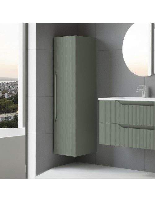 Colonna bagno sospesa Soho colore verde opaco effetto cannettato 35x30x120H