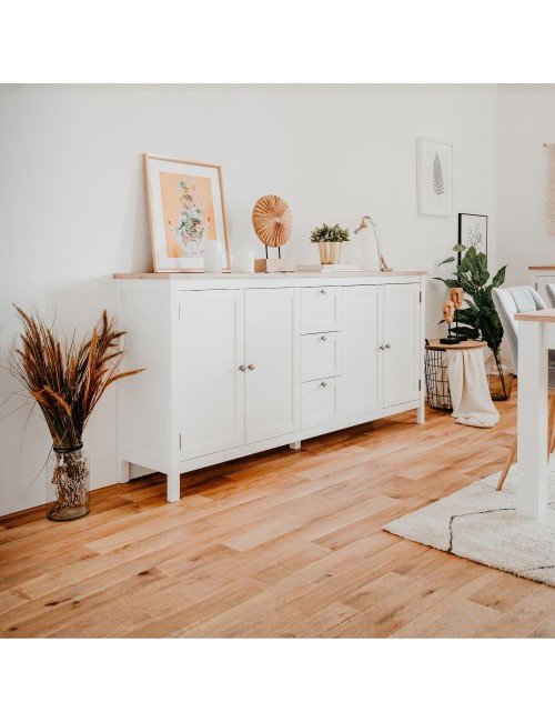 Madia Bergen51 bianco 4 ante e 3 cassetto e top artisan rovere 180 cm