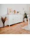 Madia Bergen51 bianco 4 ante e 3 cassetto e top artisan rovere 180 cm