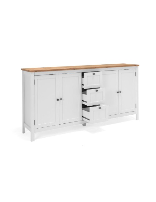 Madia Bergen51 bianco 4 ante e 3 cassetto e top artisan rovere 180 cm