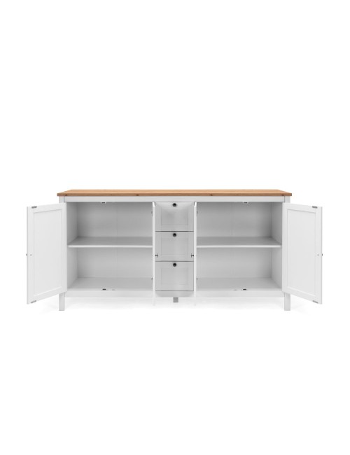 Madia Bergen51 bianco 4 ante e 3 cassetto e top artisan rovere 180 cm