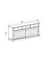 Credenza colore pino bianco e rovere wotan 3 cassetti e 2 ante scorrevoli Anthony67070 219,6x49,8x95H stile shabby