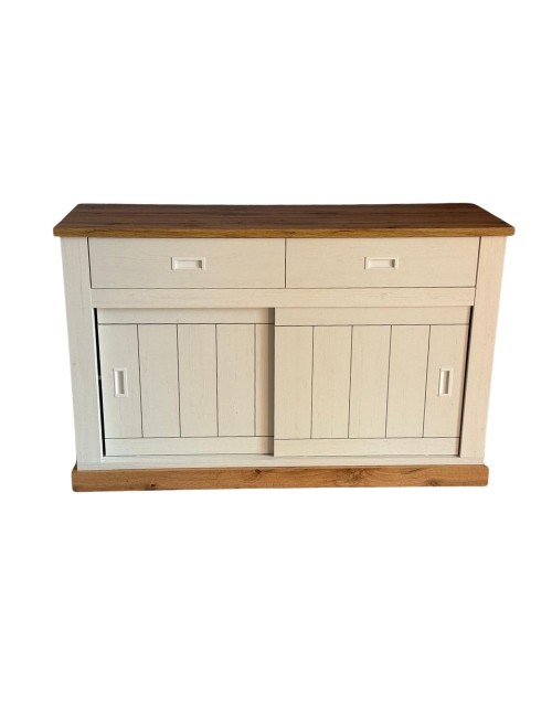 Madia colore pino bianco e rovere wotan 2 cassetti e 2 ante scorrevoli Anthony52 149,9x49,8x95,5Hn e anderson pine stile shabby