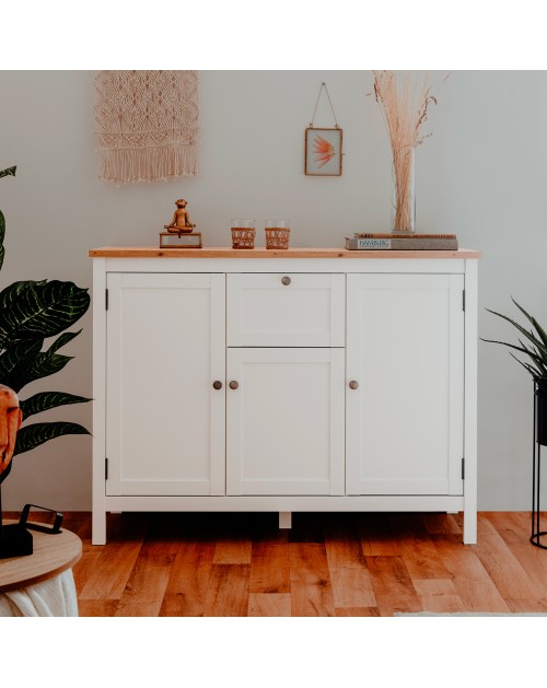 Madia Bergen57 bianco 3 ante e 1 cassetto e top artisan rovere 120 cm