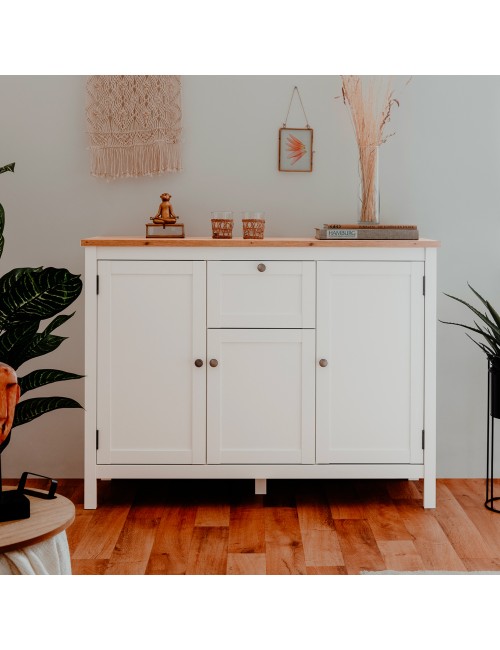 Madia Bergen57 bianco 3 ante e 1 cassetto e top artisan rovere 120 cm