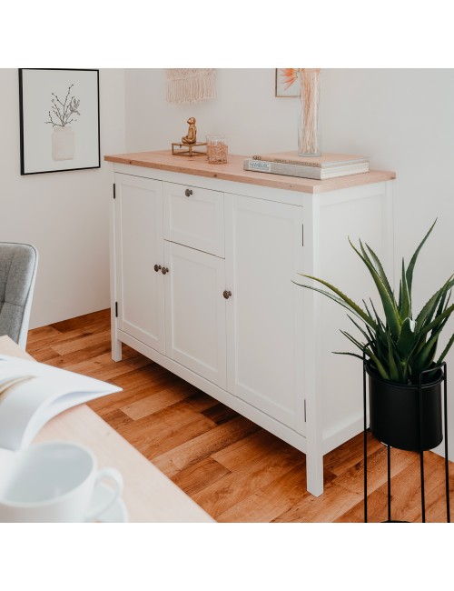 Madia Bergen57 bianco 3 ante e 1 cassetto e top artisan rovere 120 cm