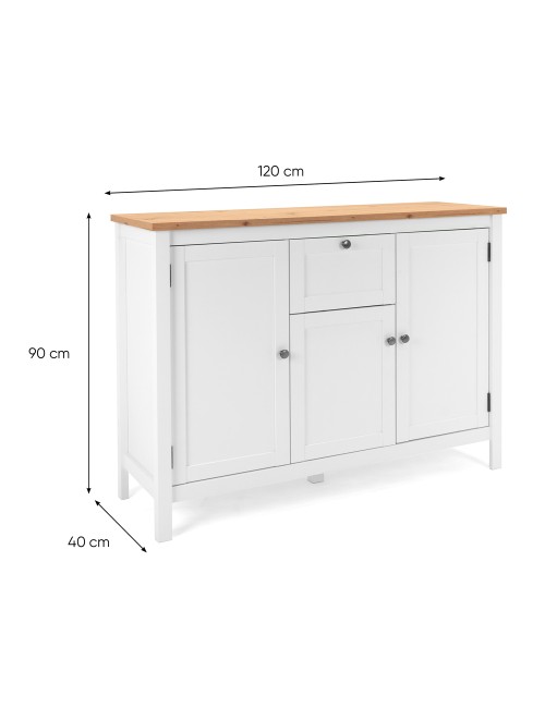 Madia Bergen57 bianco 3 ante e 1 cassetto e top artisan rovere 120 cm