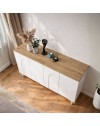 Madia Bono Bianca con 4 Ante ad Arco e Piano Rovere 150 cm