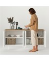 Madia Bono Bianca con 4 Ante ad Arco e Piano Rovere 150 cm