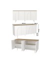 Madia Bono Bianca con 4 Ante ad Arco e Piano Rovere 150 cm