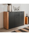 Madia Cento01B con 3 ante e 1 cassetto colore antracite con laterali in rovere artisan 125 cm