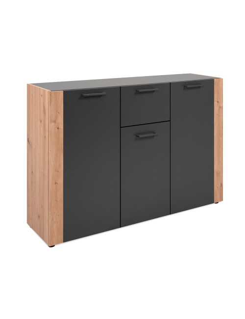 Madia Cento01B con 3 ante e 1 cassetto colore antracite con laterali in rovere artisan 125 cm